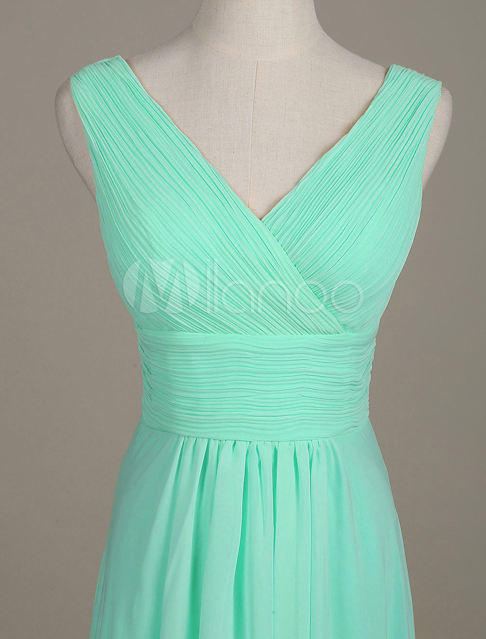 Blush Bridesmaid Dress V Neck Chiffon Ruched A Line Maxi Wedding Party