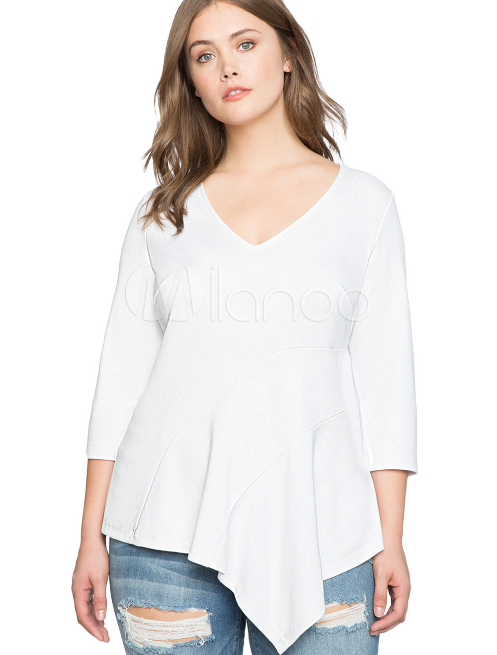 plus size white tops uk