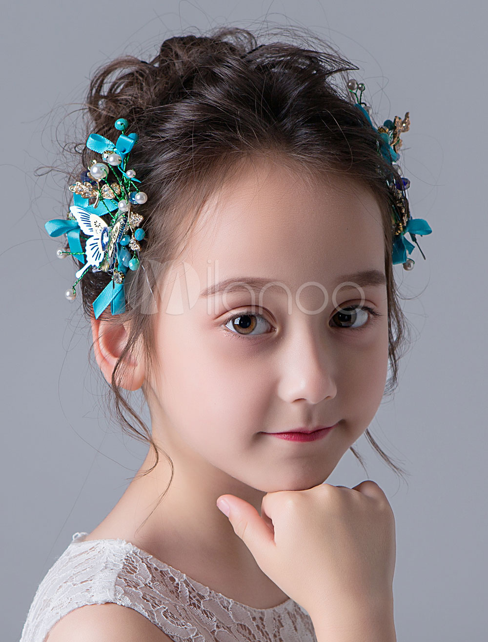 Flower Girl Headpieces Blue Butterfly Hair Pieces Kids Hair Accessories