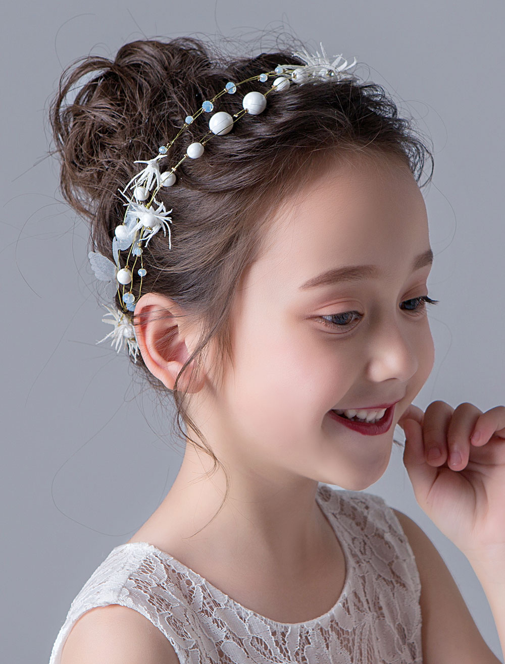 Flower Girl Hair Accessories Ivory Pearls Headpieces Crystal ...