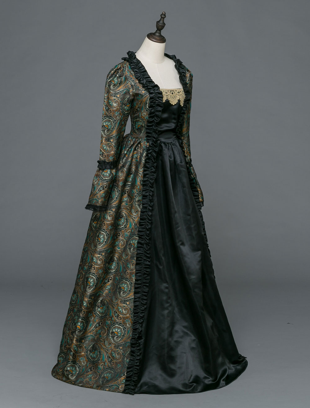 Robe Médiévale Femme Grande Taille - Style Victorien Gothique Steampunk - Longues Manches Flares - Pour Halloween, Carnaval, Soirée