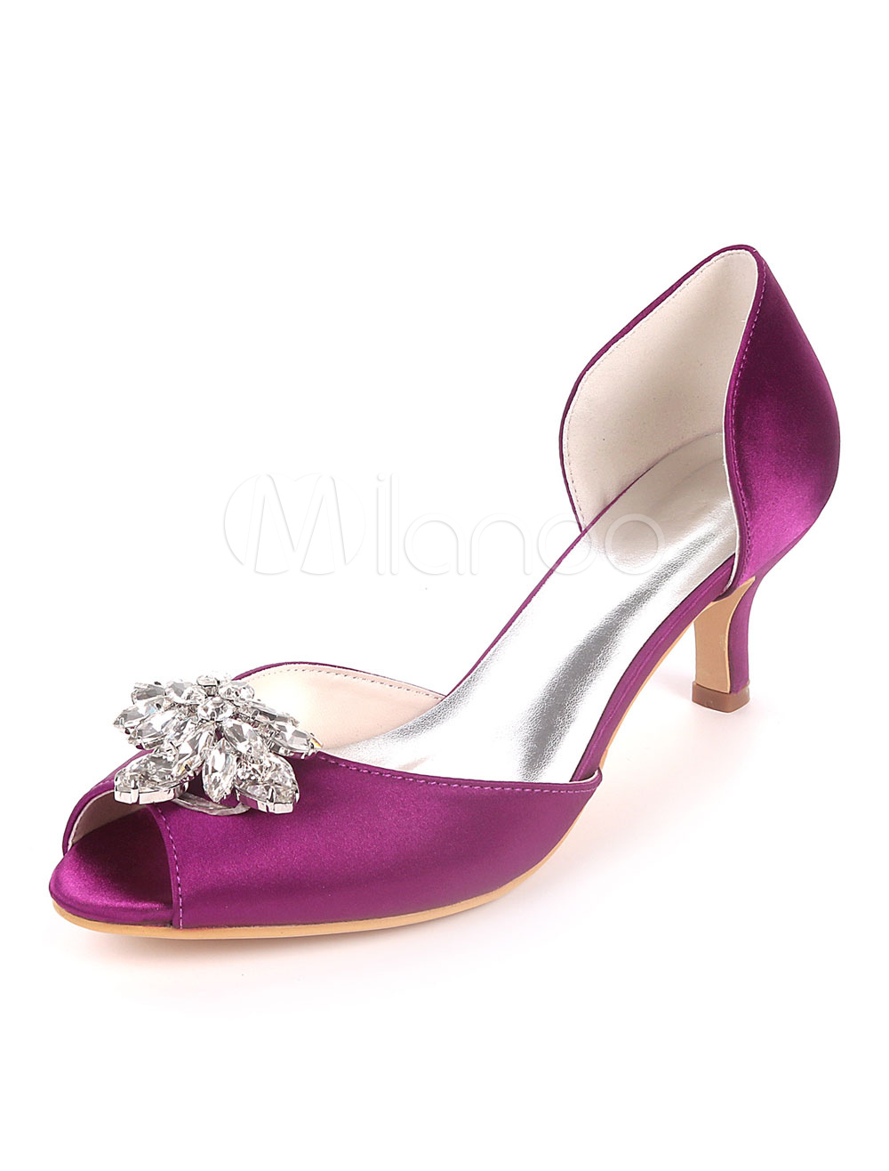 Satin Wedding Guest Shoes Purple Mother Of The Bride Shoes Peep Toe ...