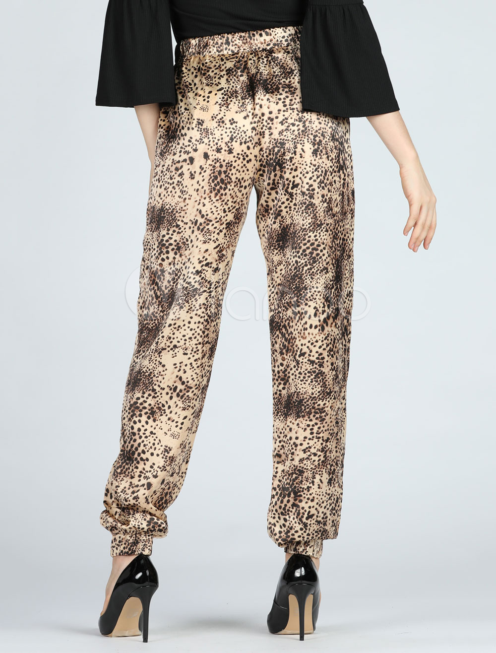 zara red leopard print trousers