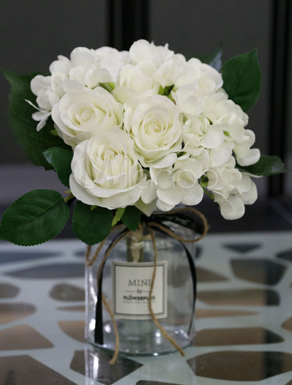  Fleurs  Tableau  D corations De Mariage Blanc Verre De Soie 