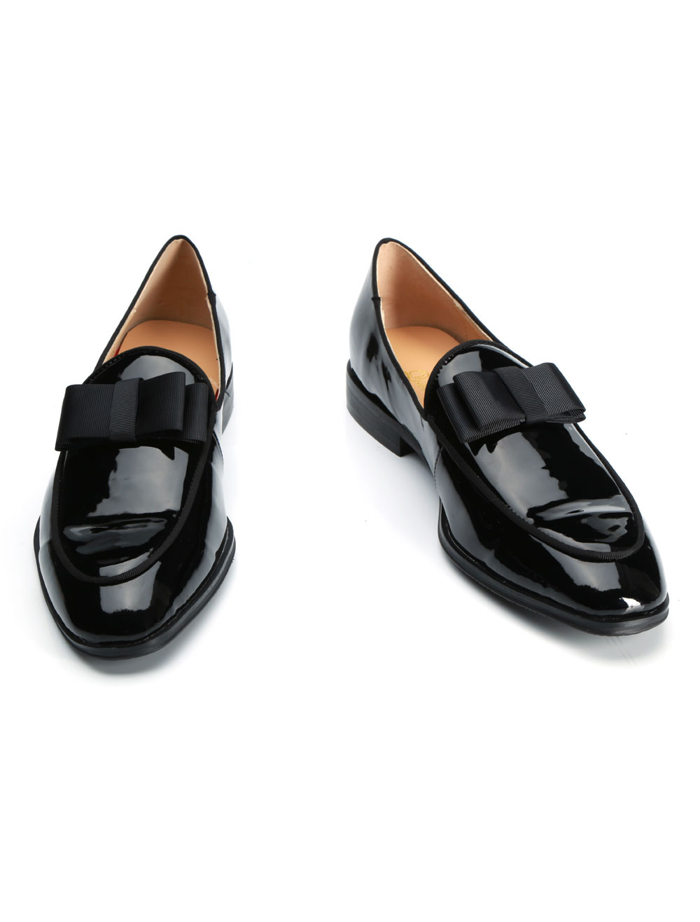 Black Groom Shoes Men Square Toe Bow Slip On Dress Shoes Party Shoes ...