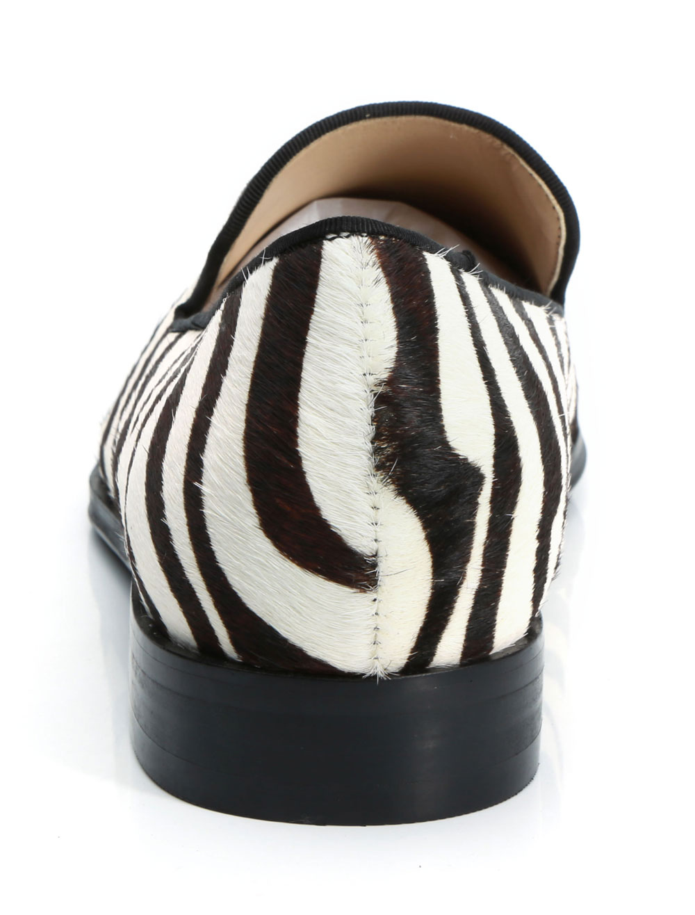 Mens Zebra Printed Loafers Shoes with Horsehair Leather Round Toe slip on Driving Shoes