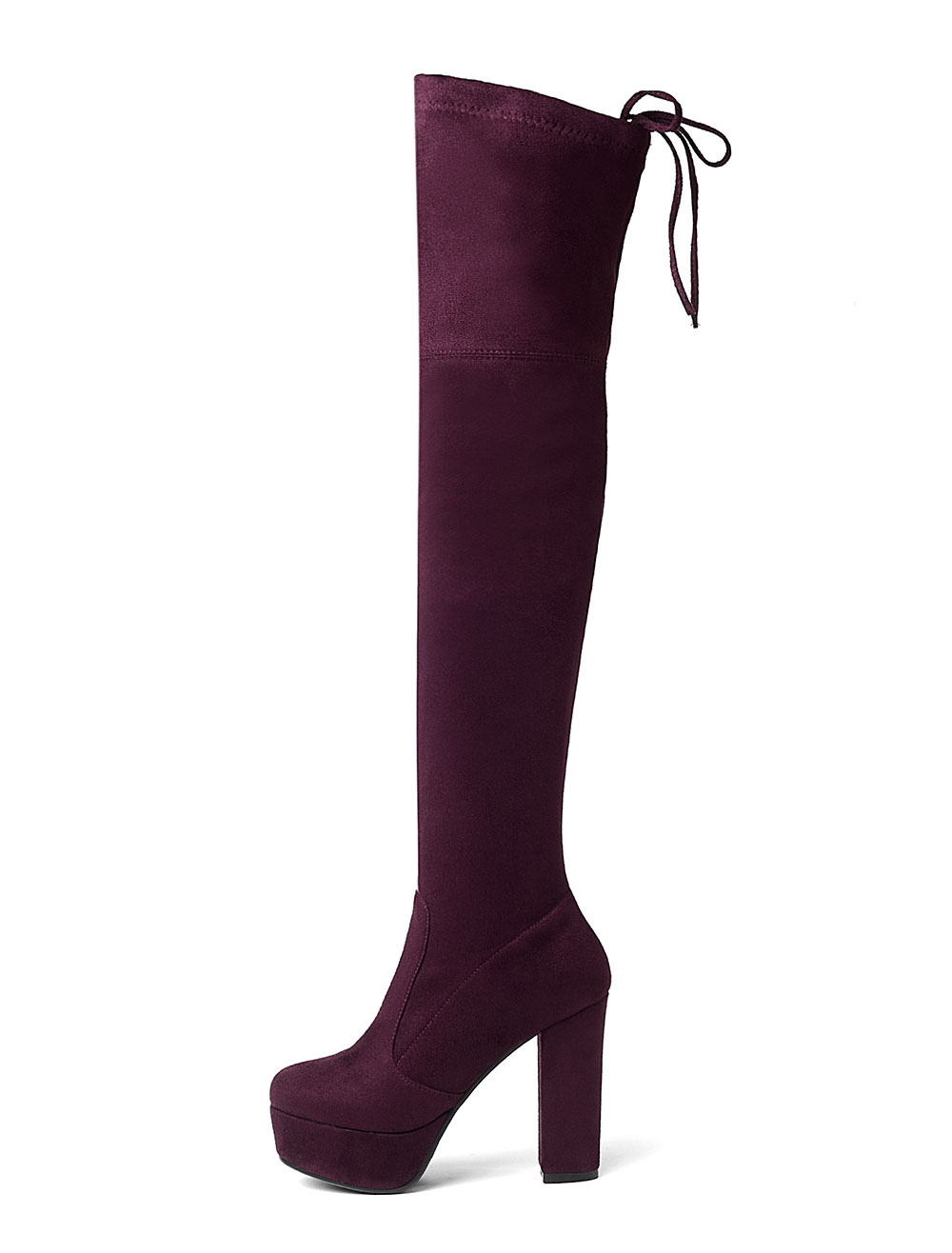 chunky heel lace up thigh high boots