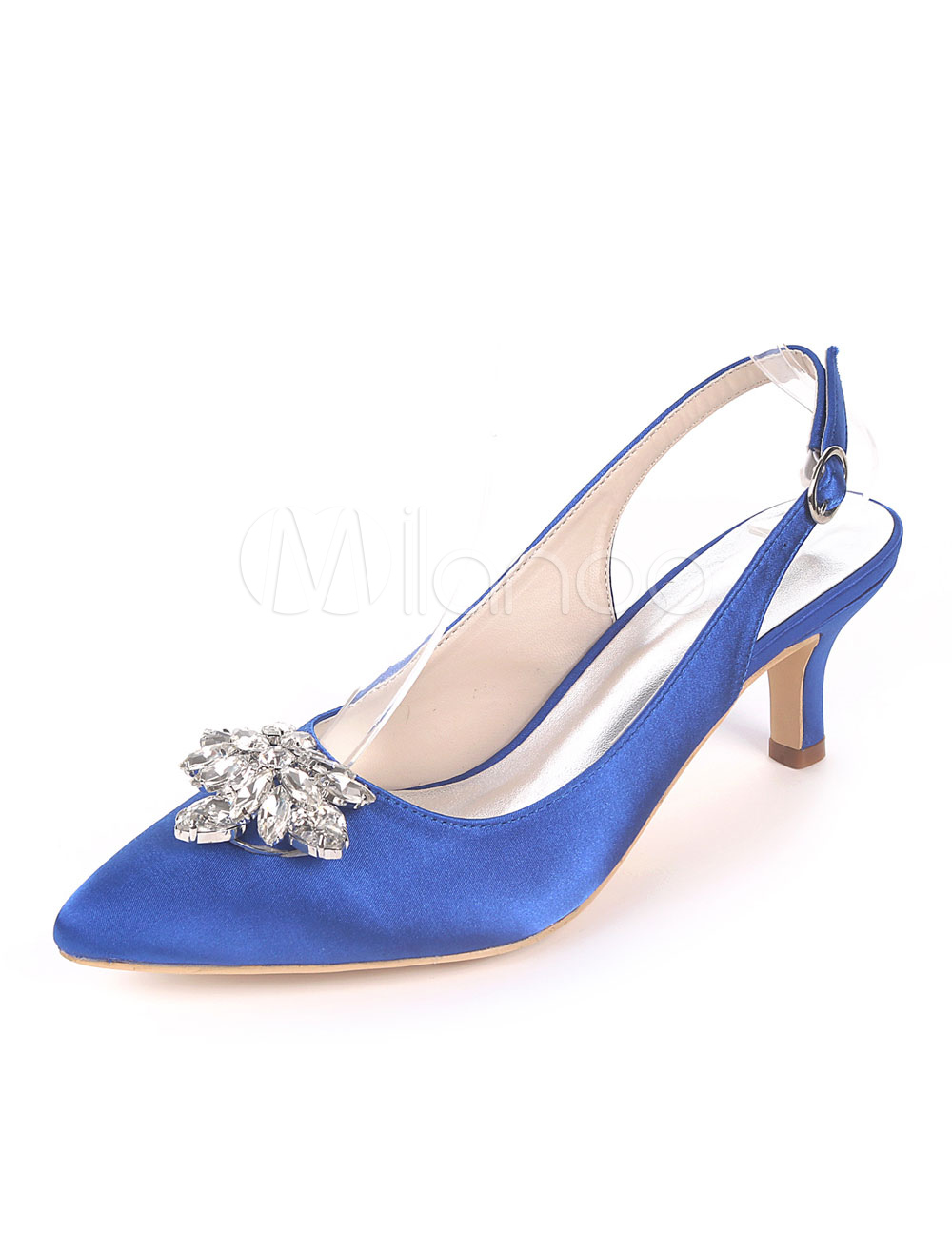 Mother Of The Bride Shoes Dark Navy Pointed Toe Rhinestones Slingbacks ...