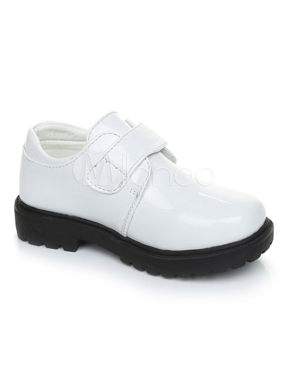 White Formal Shoes Ring Bearer Shoes Round Toe Velcro Detail Party ...