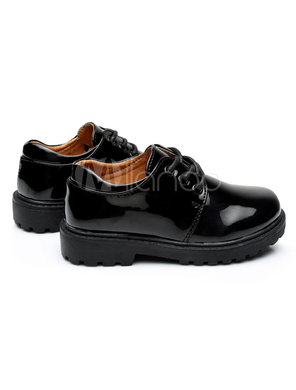 Black Oxford Shoes Boys Round Toe Lace Up Formal Shoes Ring Bearer
