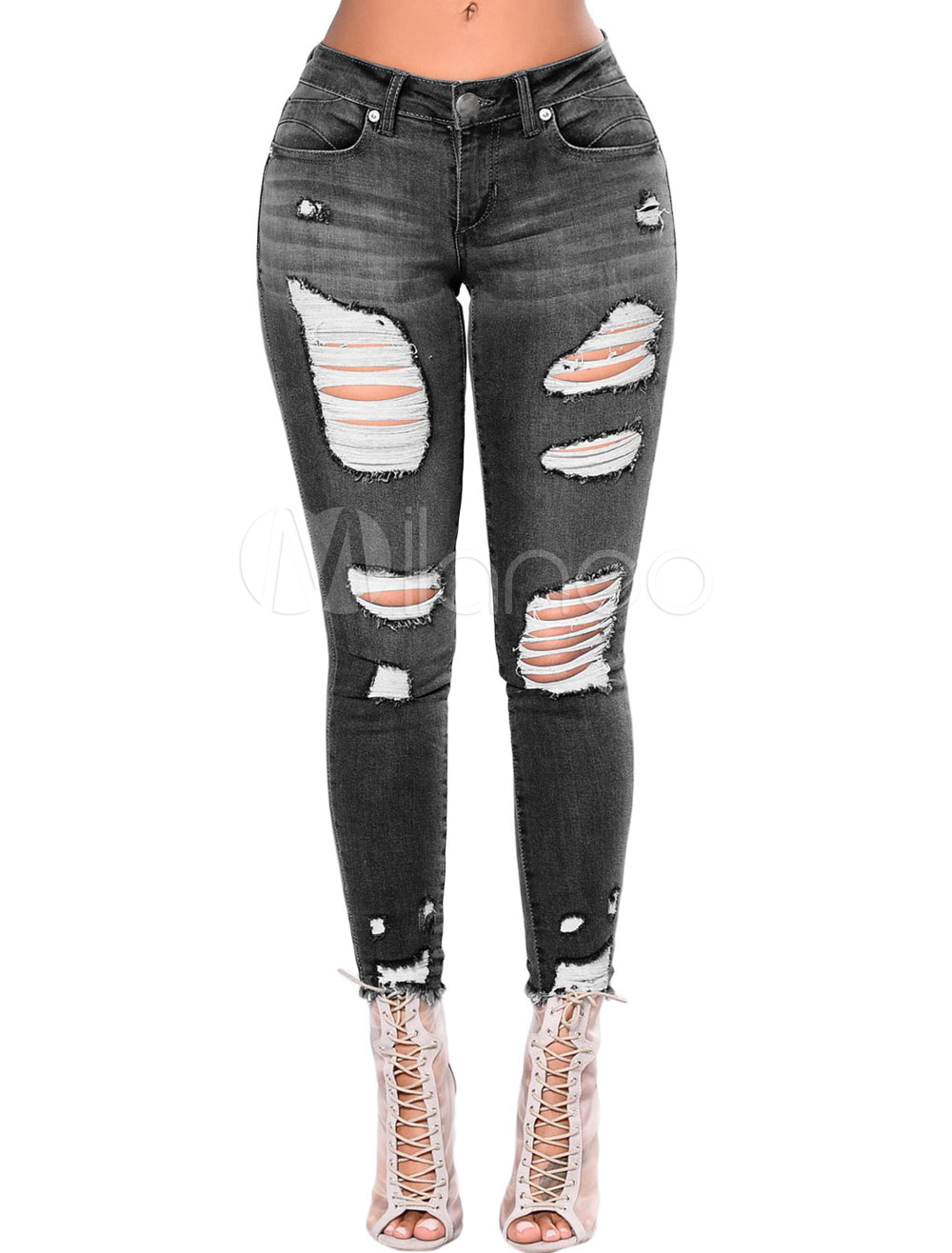 distressed jeans women's high waisted