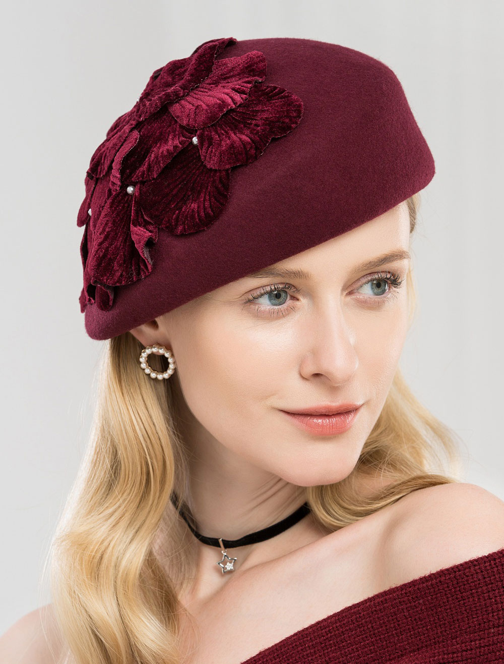 LOGOFUN Chapeau pilulier vintage en feutre de laine avec