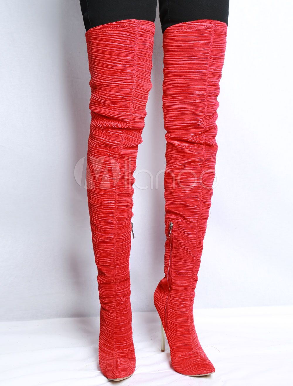 red thigh boots