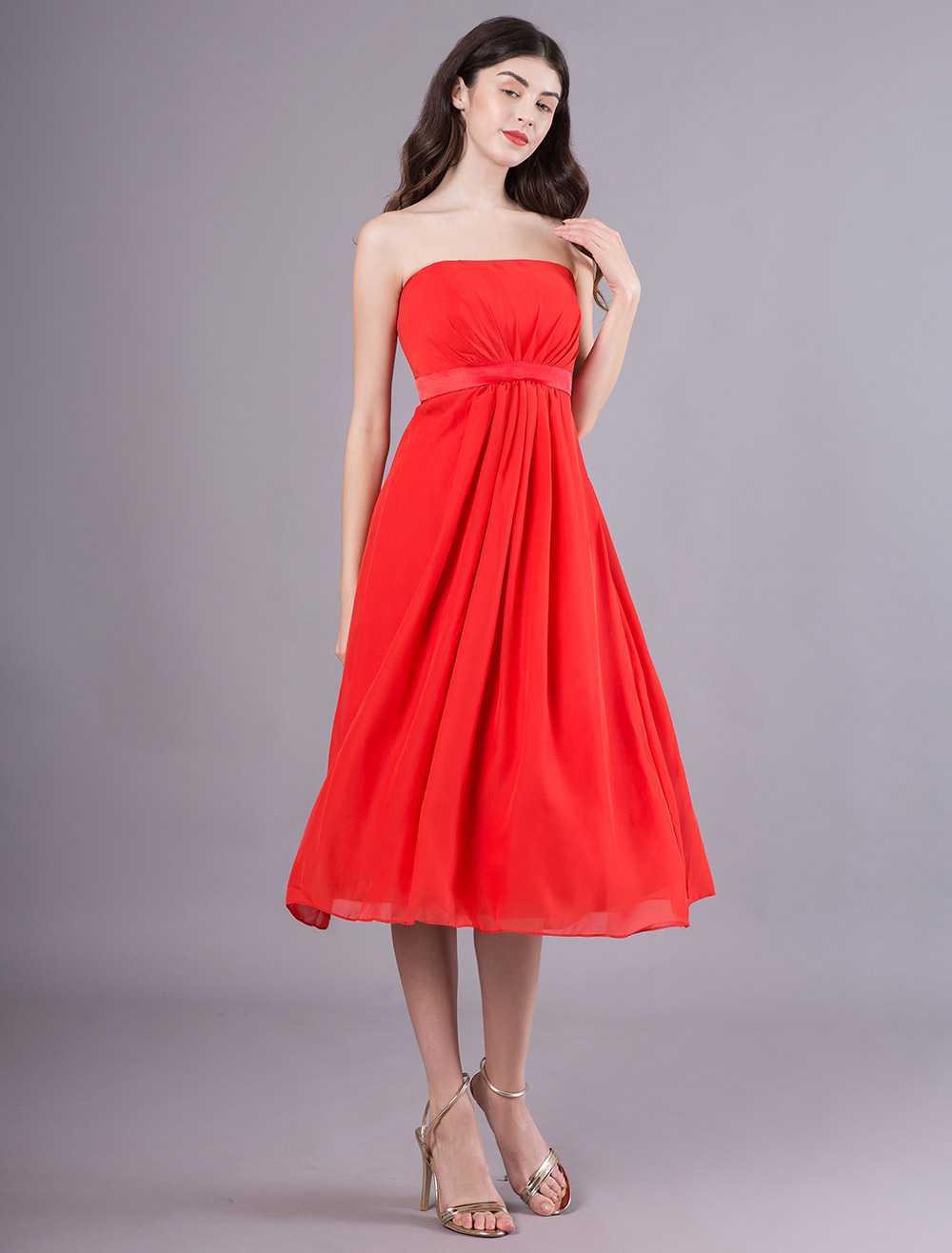 Strapless Red Maternity Bridesmaid Dress