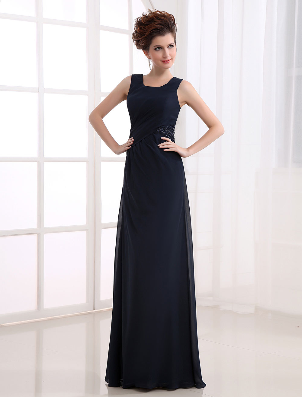 Elegant Deep Navy Blue Spinning Prom Dress - Milanoo.com