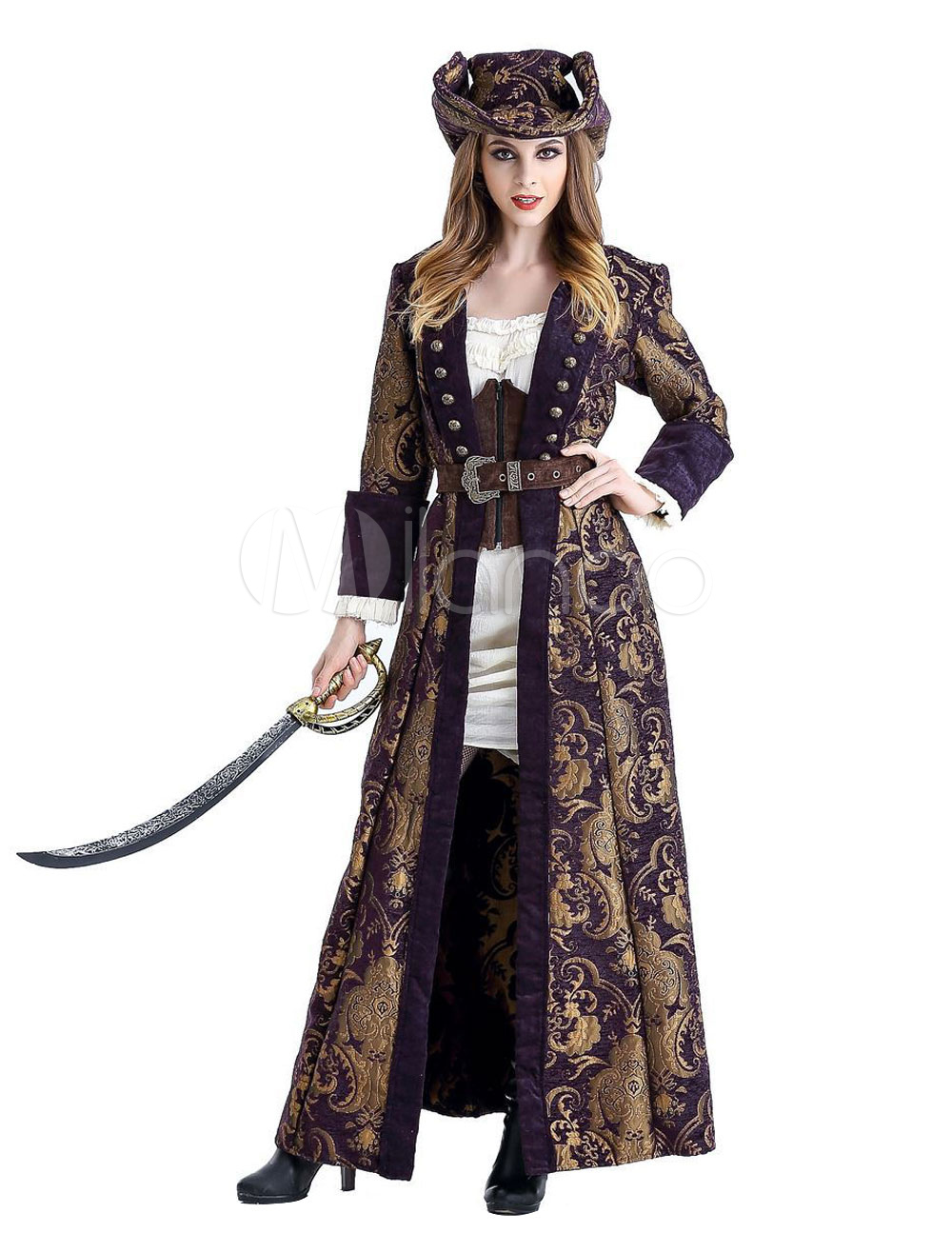 Halloween Kostüm Fluch der Karibik Kostüm Halloween Damen Mädchen Maxi Kleider Outfit Karneval