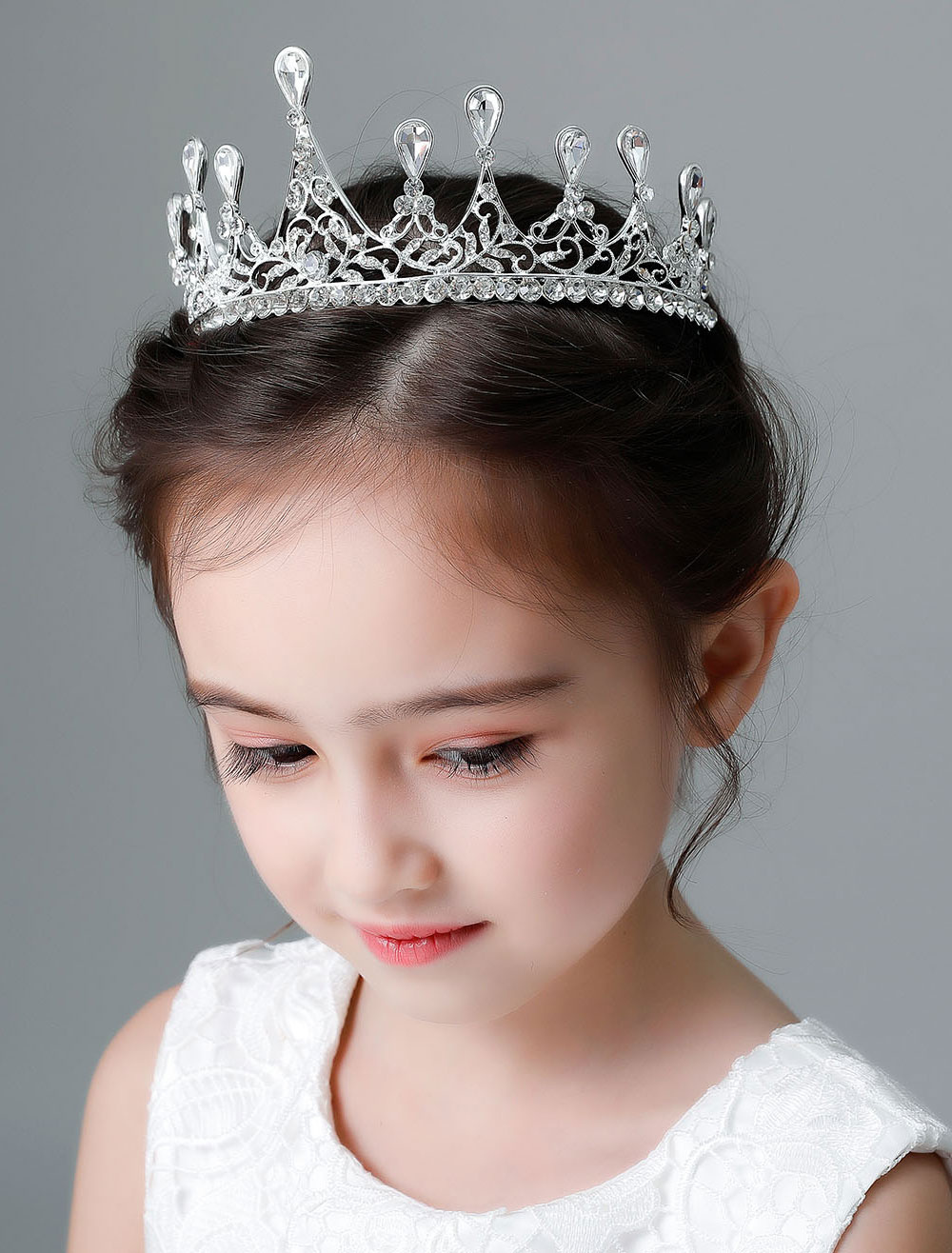 Flower Girl Tiara Crown Rhinestones Beading Princess Kids Headpieces ...