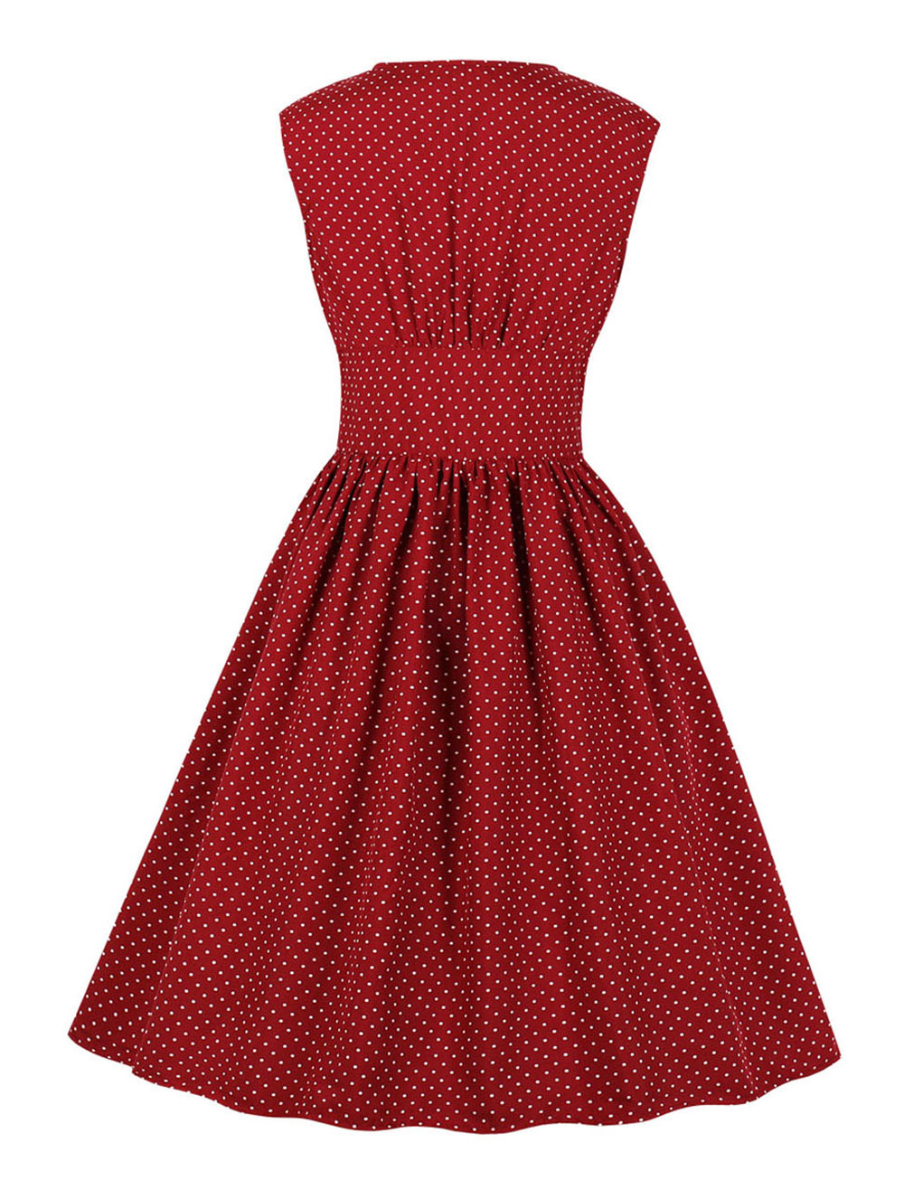 Vintage Dress 1950S Audrey Hepburn Red Polka Dot Sleeveless Button Up ...