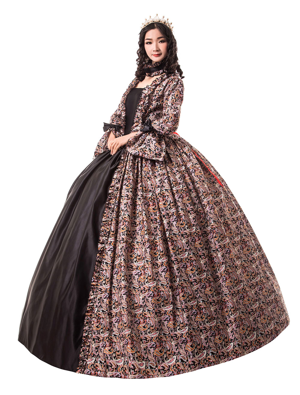 Victorian Dress Costume Women S Black Gold Trumpet Long Sleeves Ruffle Victorian Dress Costume Women S Black Gold Trumpet Long Sleeves Ruffle