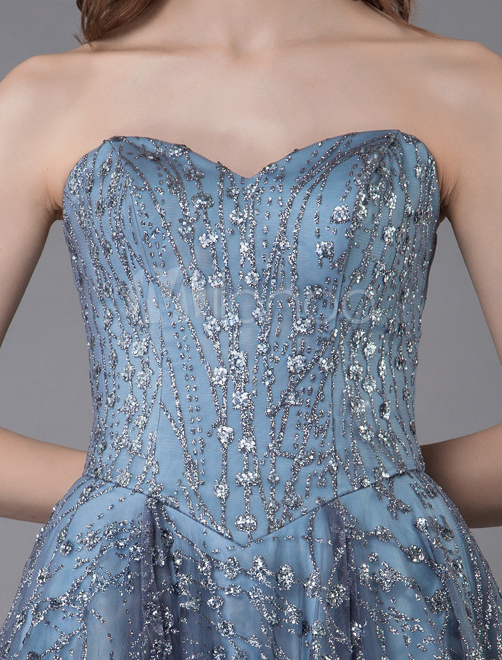 Grey Prom Dress 2021 Constellation Dress Sequin A Line Sweetheart Neck