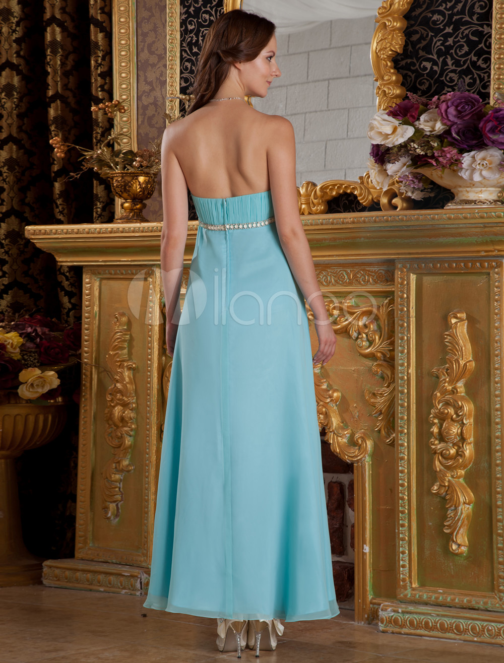 Sky Blue Ombre Pure Silk Dress main image 1