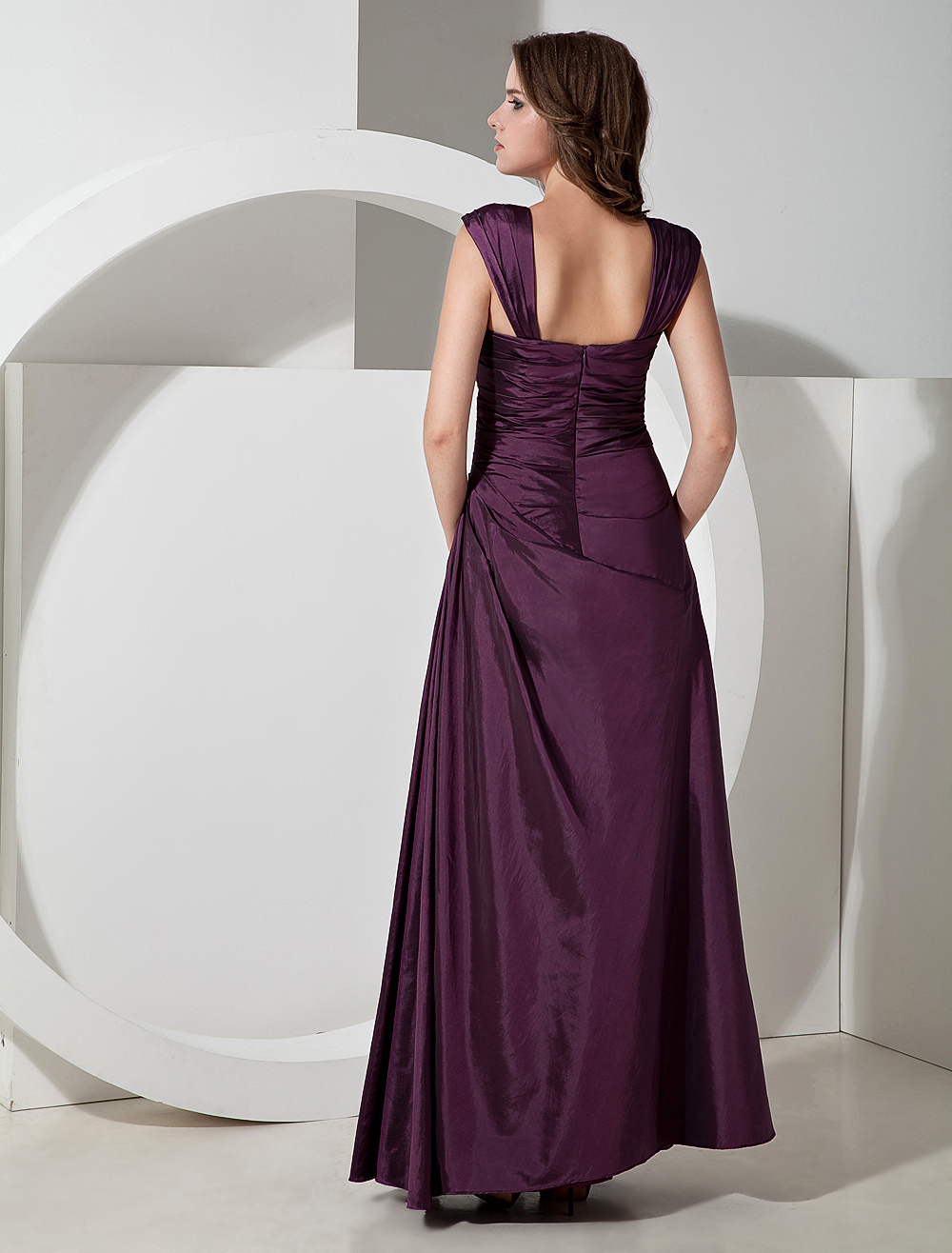 Kama Escote En V Vestido De Dama De Honor Con Saten Faja Lazo Morado Tallas Grandes