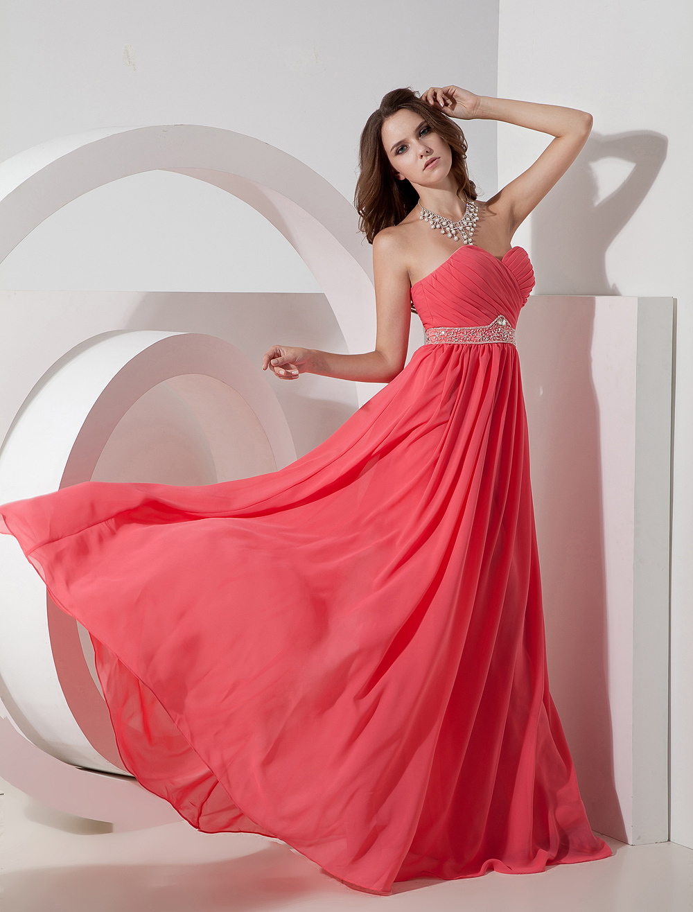 Sweetheart Chiffon Homecoming Dress with Beaded Waist - Milanoo.com