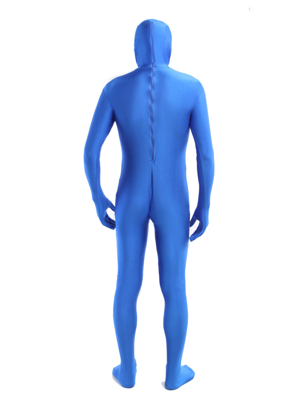 Morph Suit Blue Lycra Spandex Fabric Catsuit With Face Opened Mens 