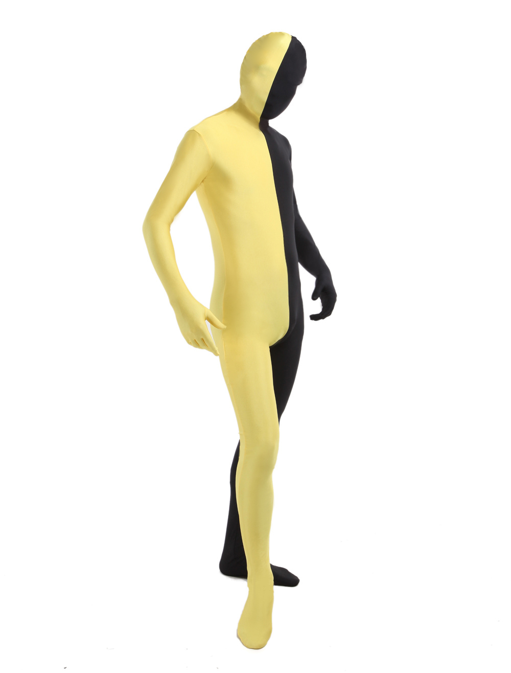Morph Suit Black and Yellow Lycra Spandex Zentai Suit Unisex Full Body Suit