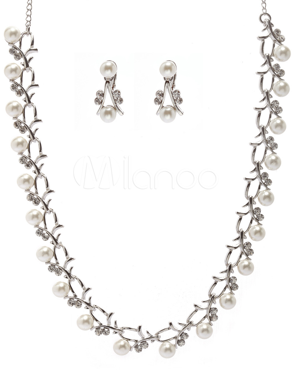 Concise Faux Pearl Metal Jewelry Set For Wedding