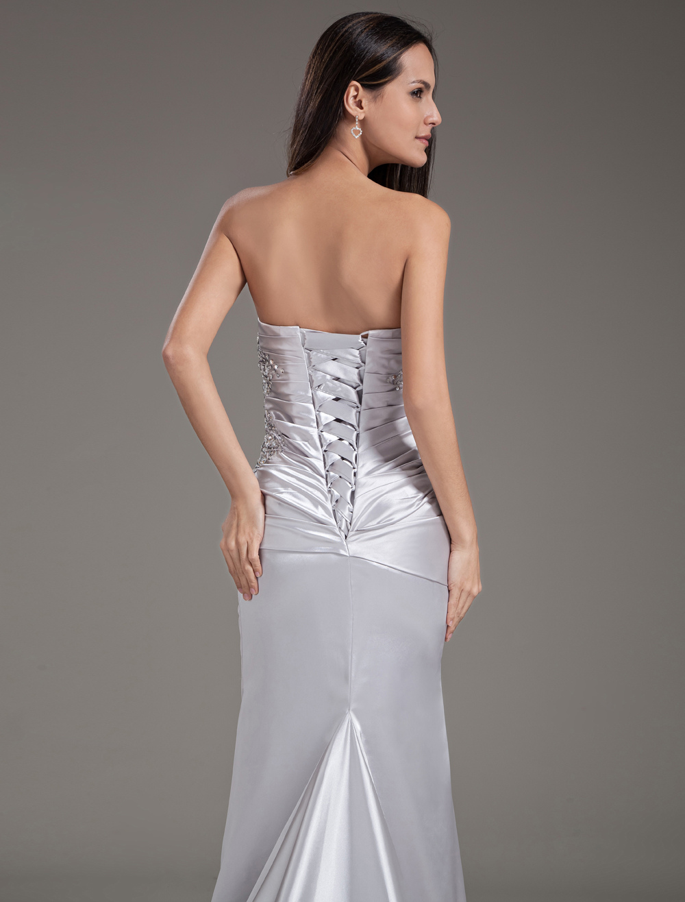 Elegant Sheath Sequin Strapless Silver Evening Dress 7232