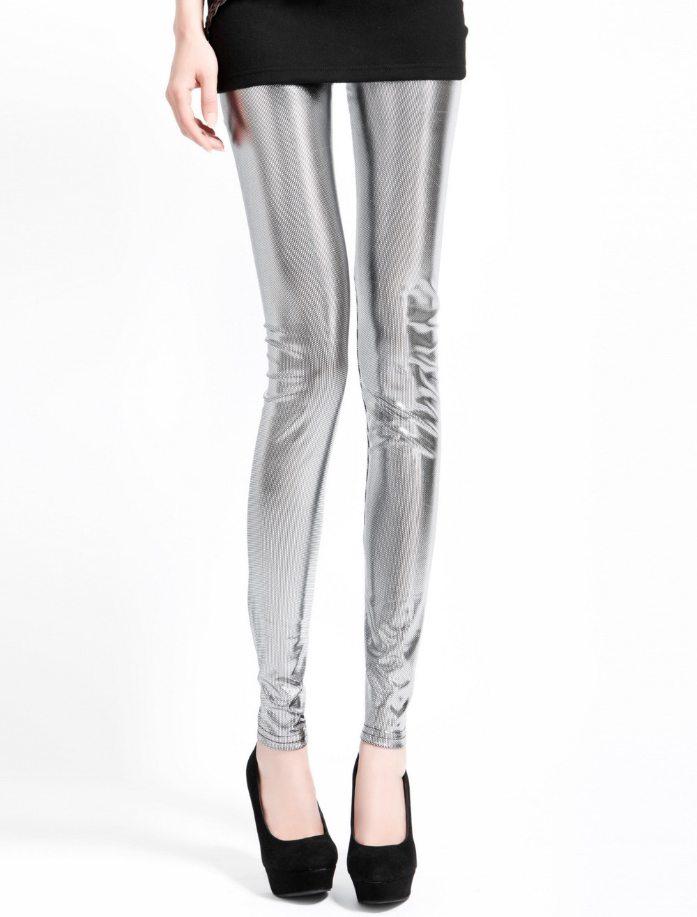 Glitter Silver Spandex Leggings - Milanoo.com