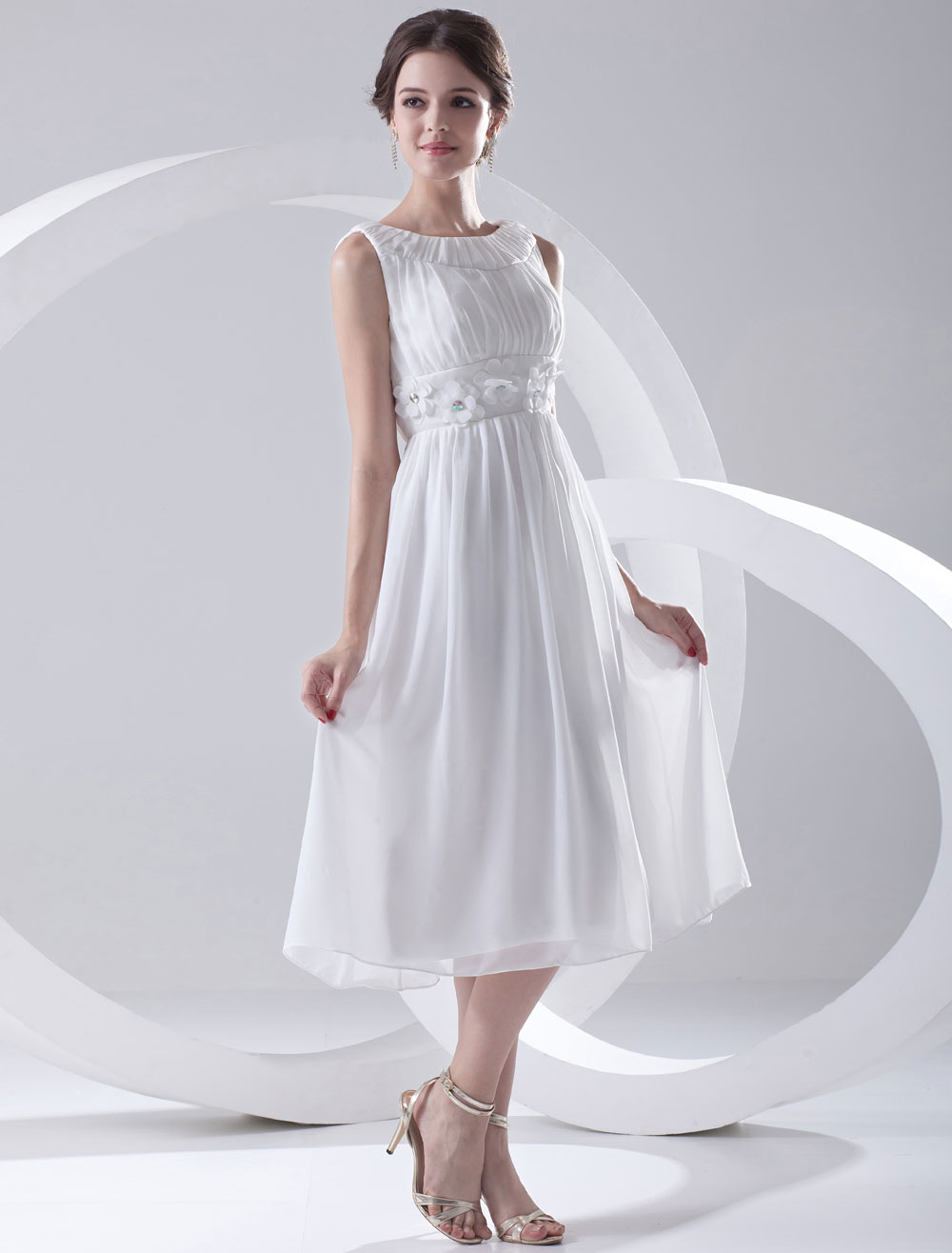 white tea length dresses for women