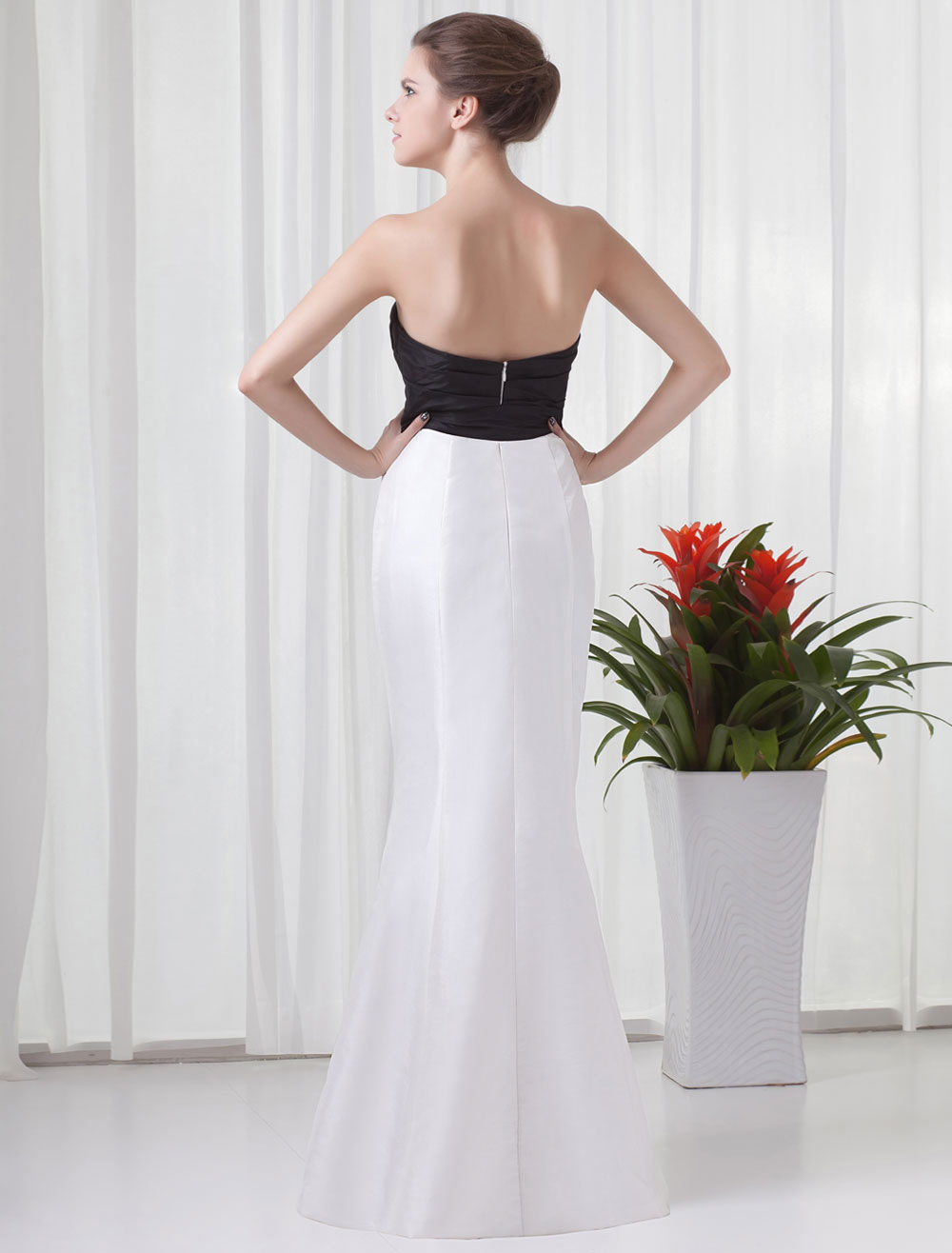 Abito Da Damigella E Fiorellina In Raso E Tulle - Colore Avorio Con Fascia Personalizzabile - GirlDress4Less