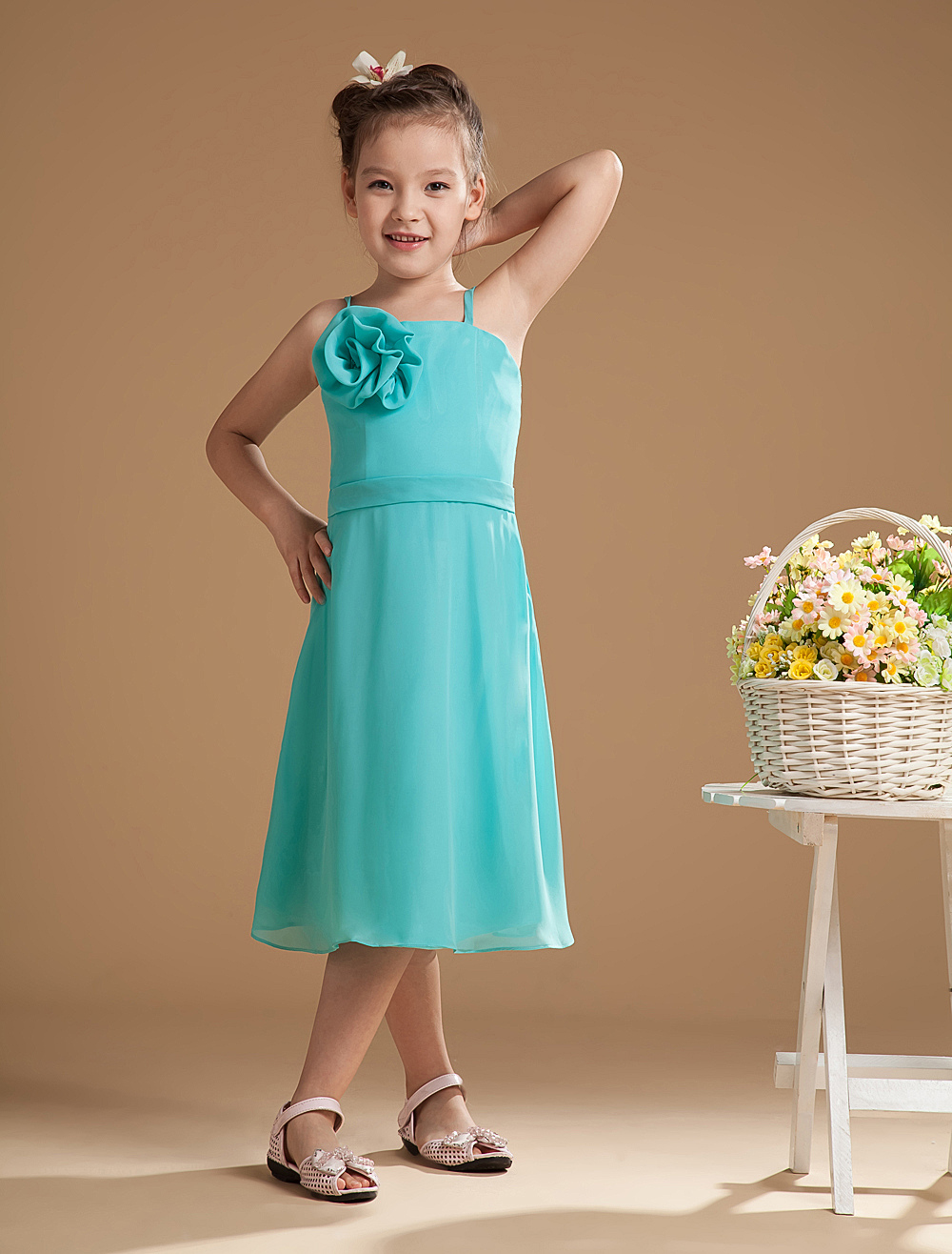 Chiffon Flower Decoration Flower Girl Dress - Milanoo.com