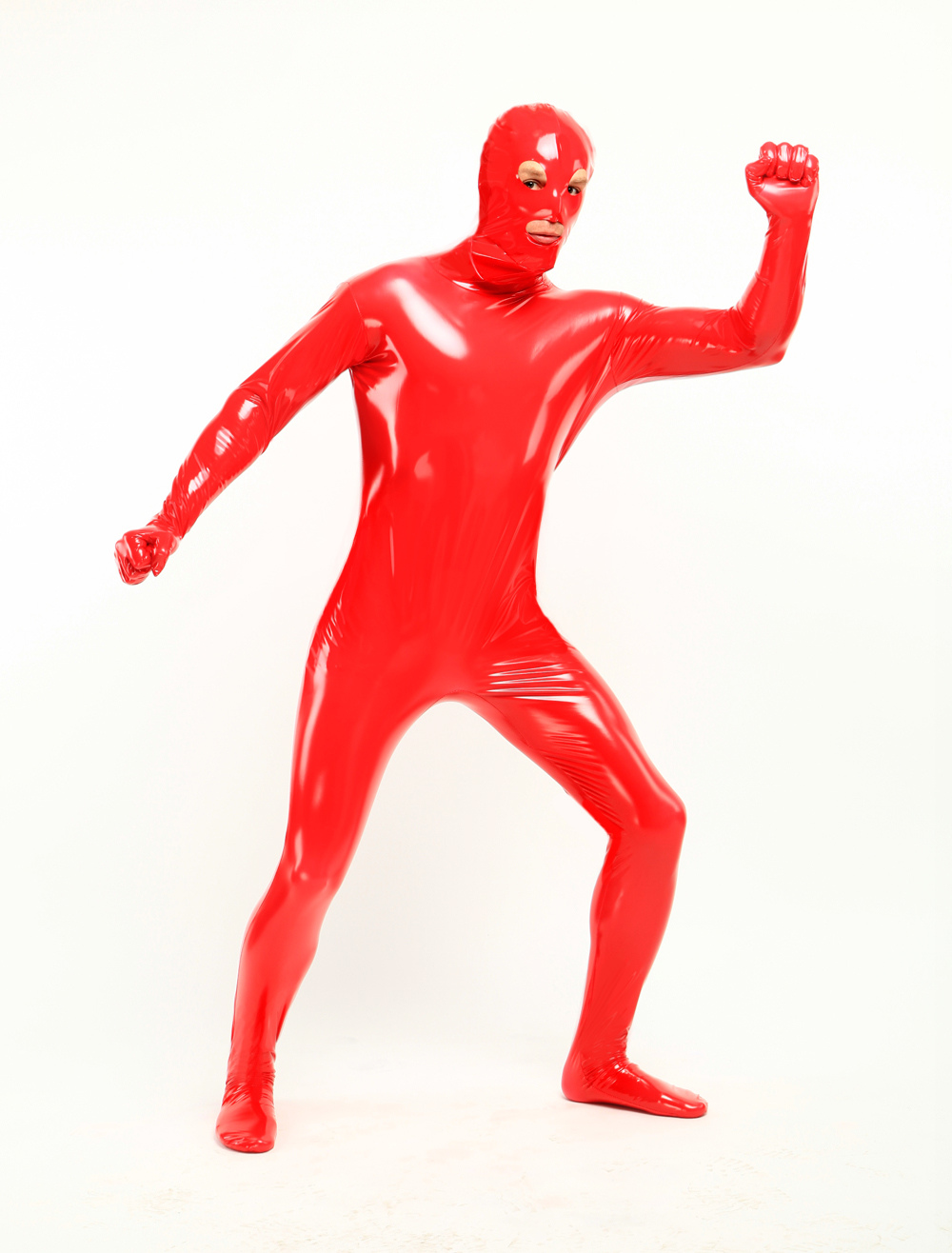 Morph Suit Red Unisex Open Mouth And Eyes Designed PVC BodySuit Clothes ...