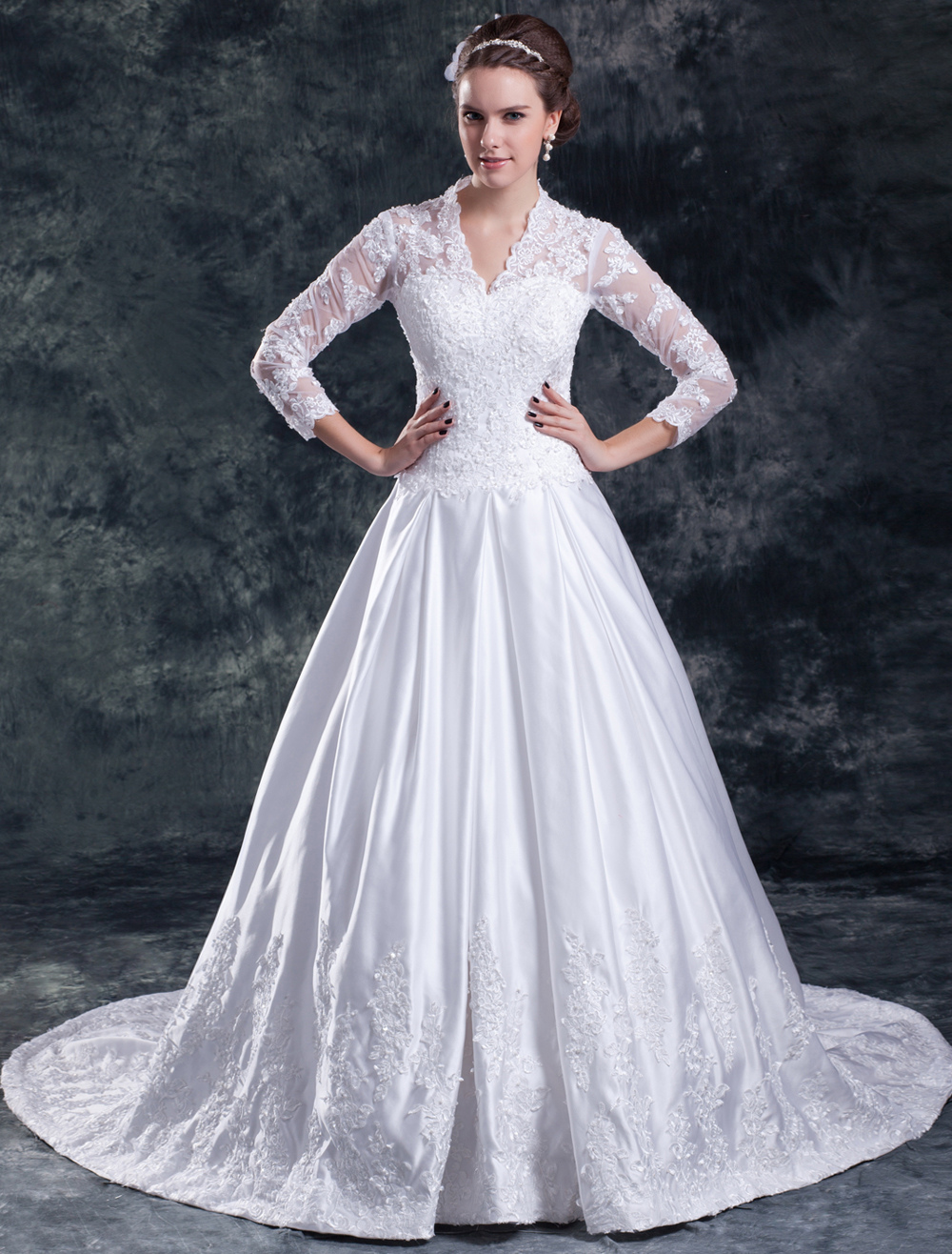 white a line wedding gowns
