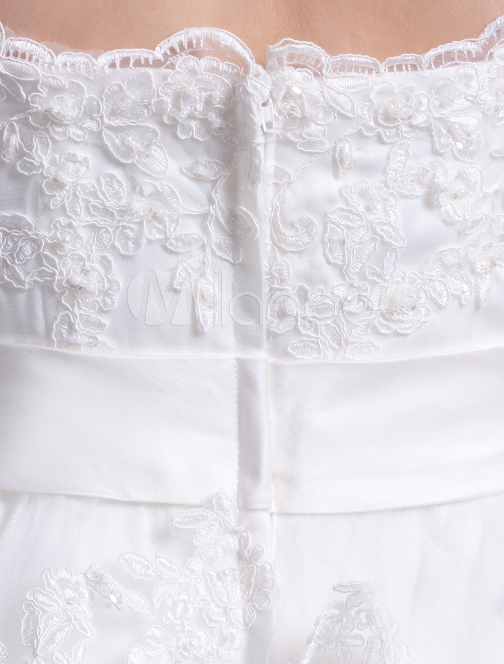 Elegant Ivory A-line Strapless Beading Tulle Bridal Wedding Gown ...