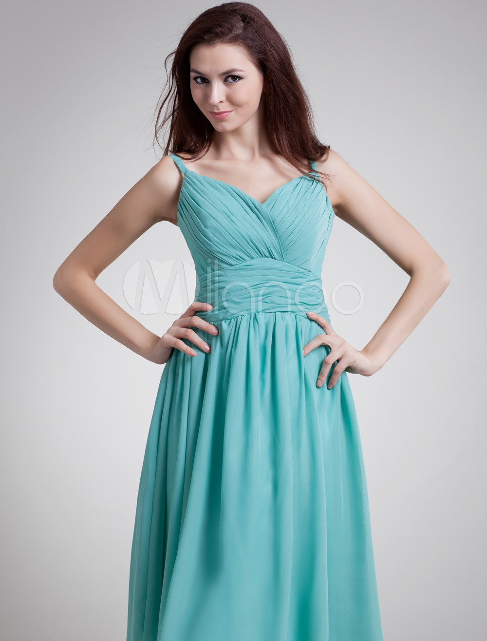 Chiffon Cocktail Dress Turquoise Sweetheart Ruched Prom Dress A Line ...