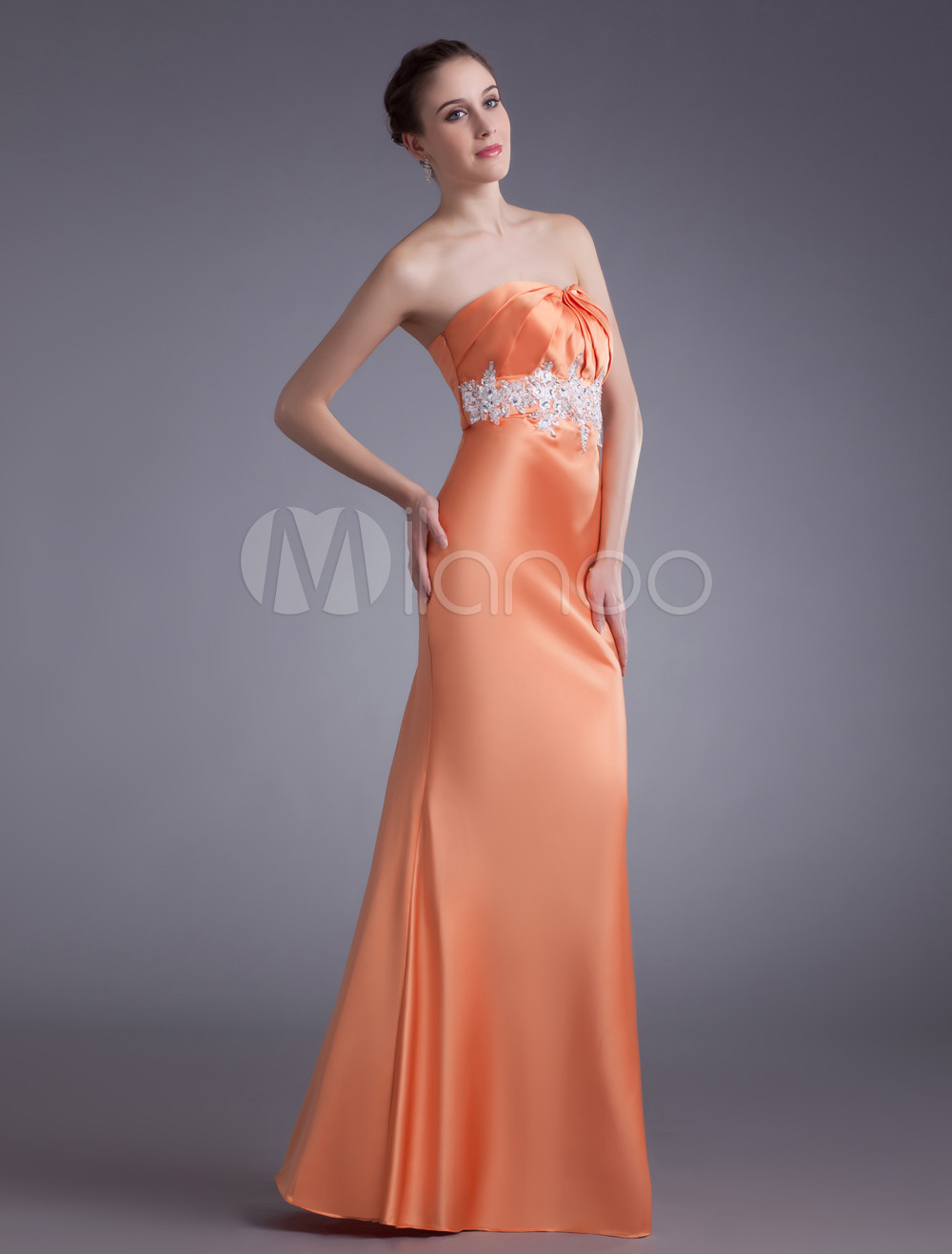 satin strapless gown