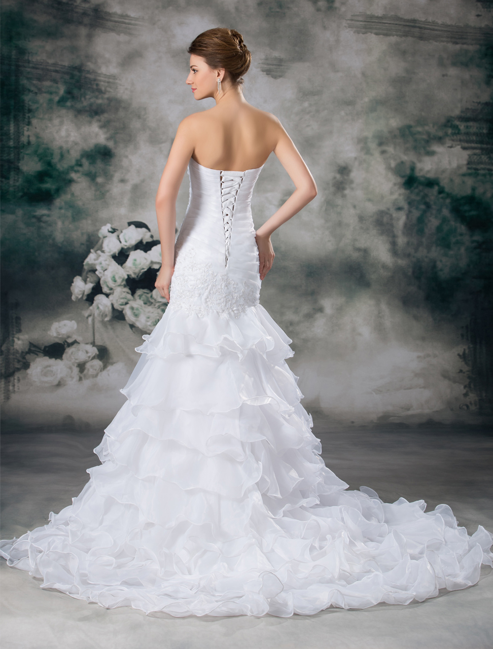 White Mermaid Strapless Bride's Wedding Dress - Milanoo.com