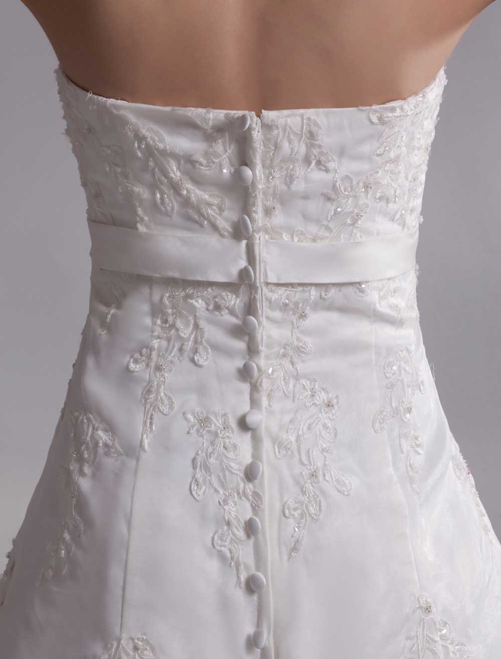 Elegant Ivory A-line Strapless Rhinestone Tulle Bridal Wedding Dress ...