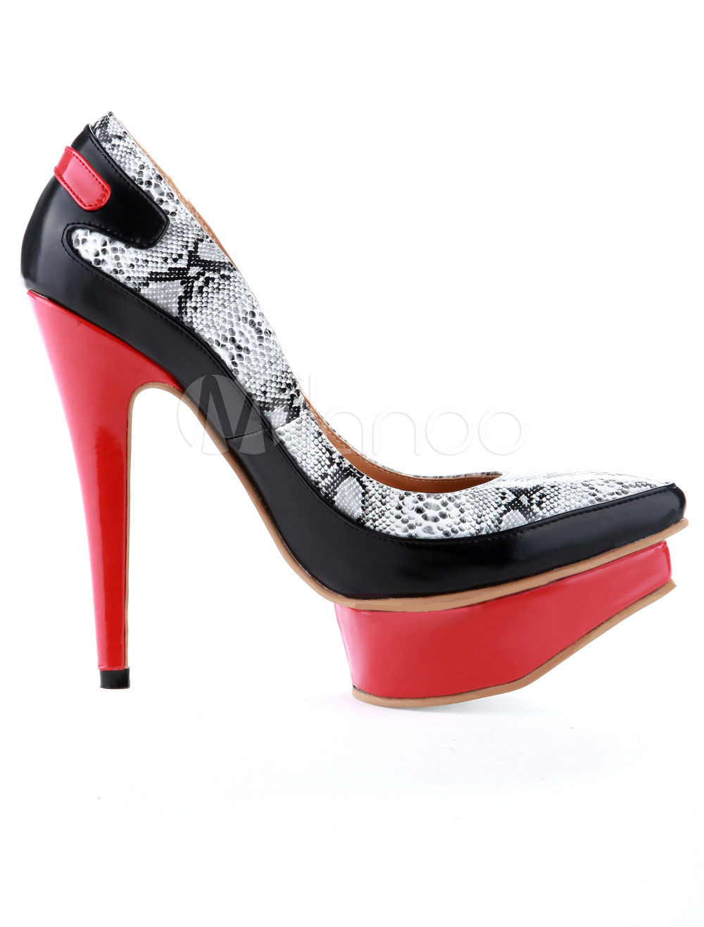 black snakeskin high heels