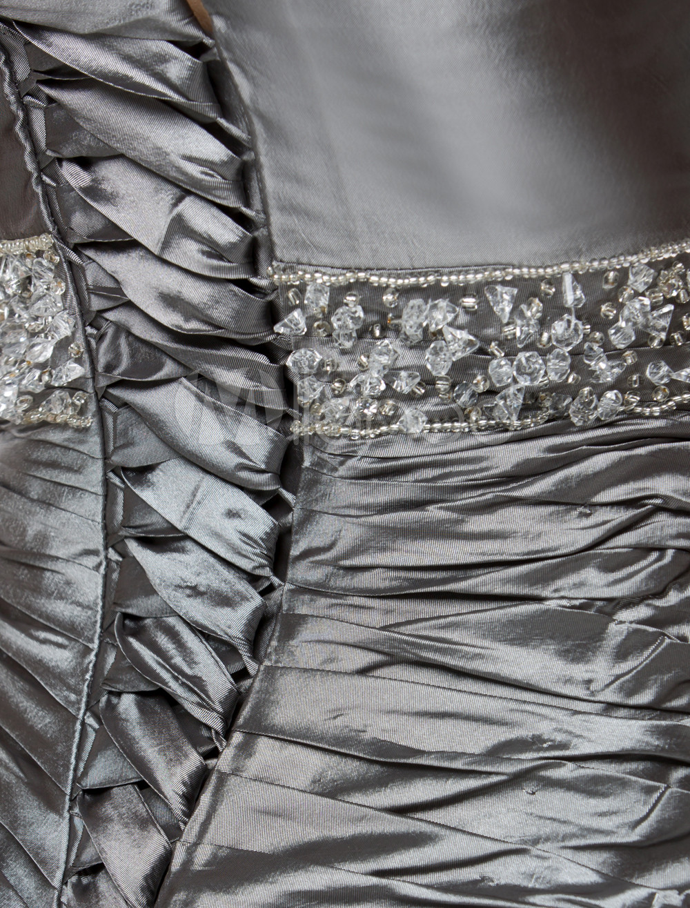 Silver Formal Dresses Mermaid Strapless Ruched High Splited Formal Dress With Train main image 0