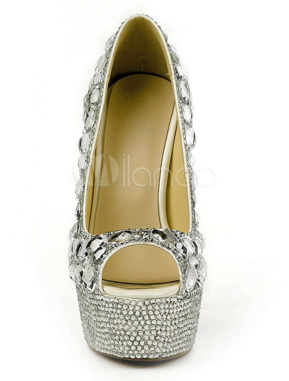 silver rhinestone high heels