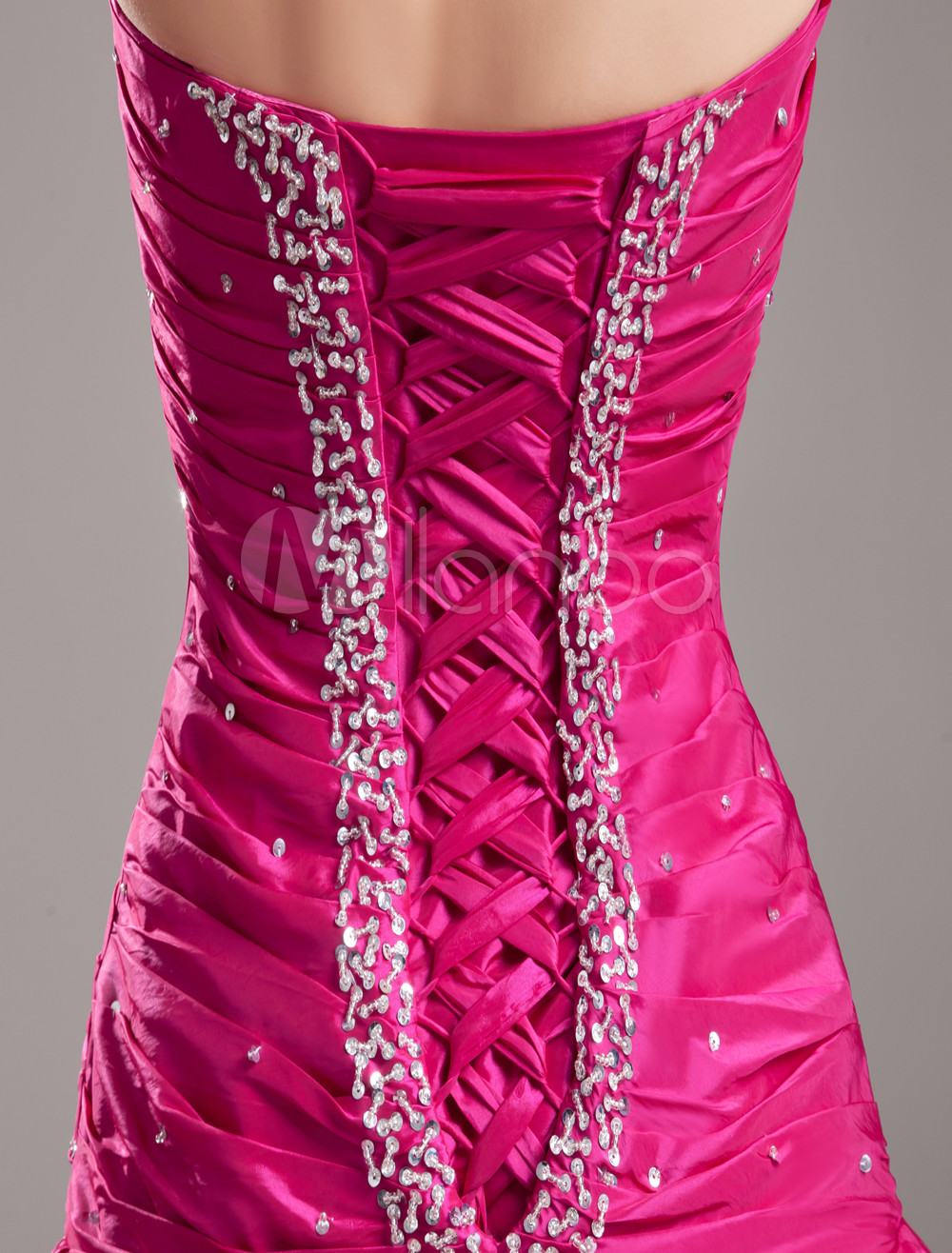 Beautiful Formal Fuchsia Beading Taffeta Sweetheart Neck Ball Gown