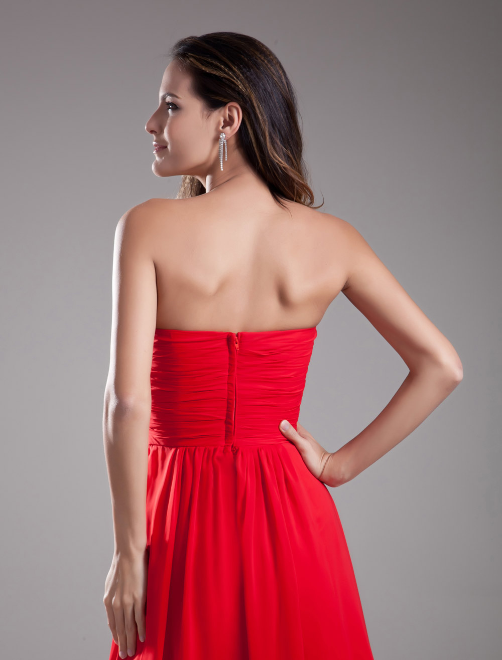 Vestidos largos de dama de honor sin tirantes con escote en corazón y falda de tul Pavo real main image 0