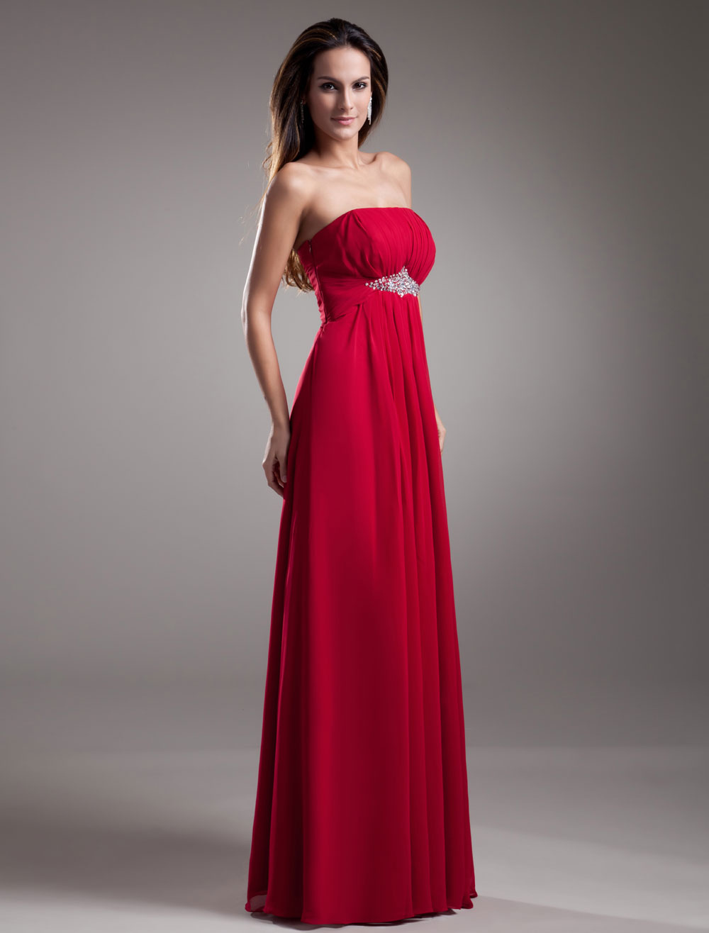 Gorgeous Chiffon Beading Strapless Women's Evening Dress - Milanoo.com