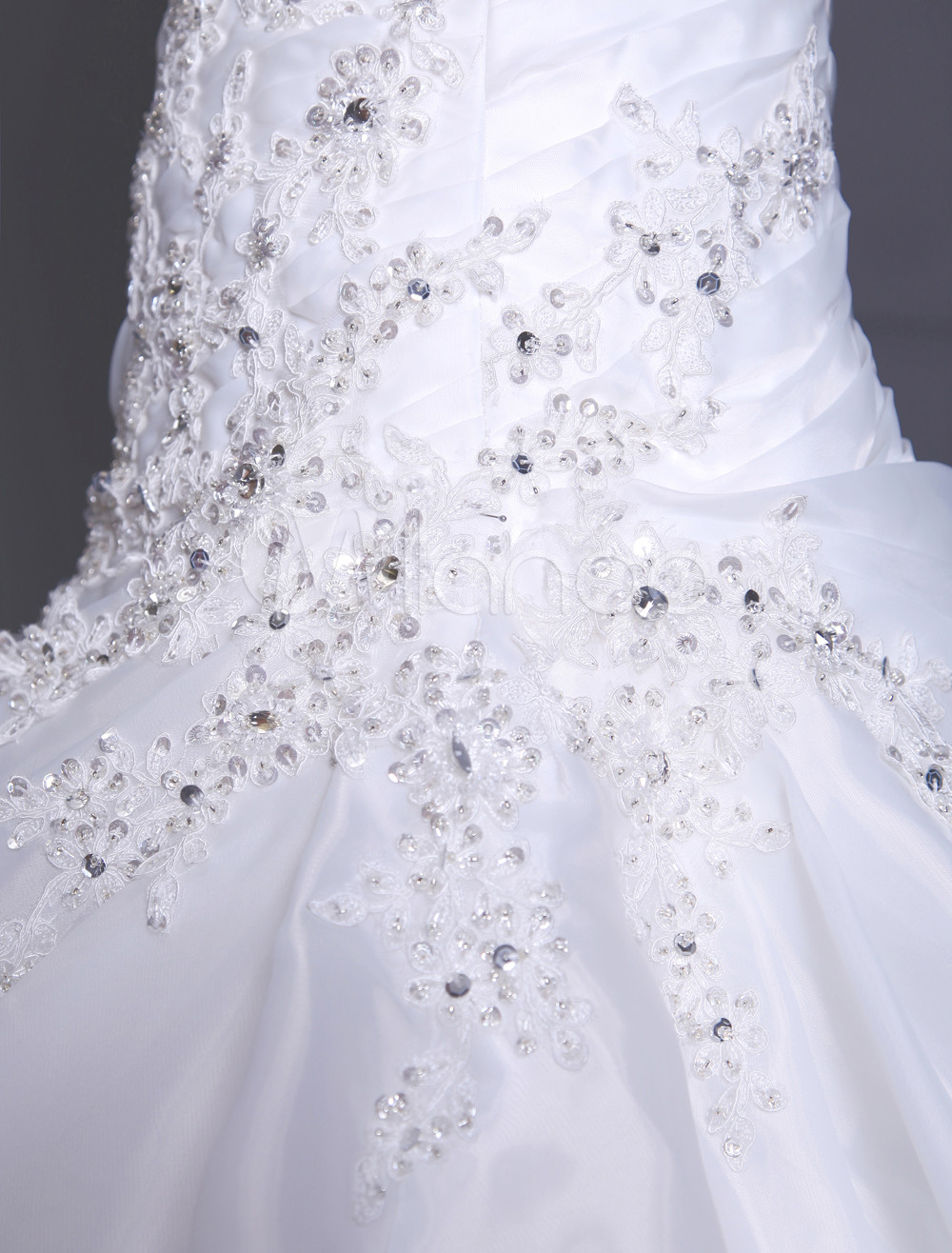 Ball Gown Strapless Pleated Organza White Brides Wedding Dress ...