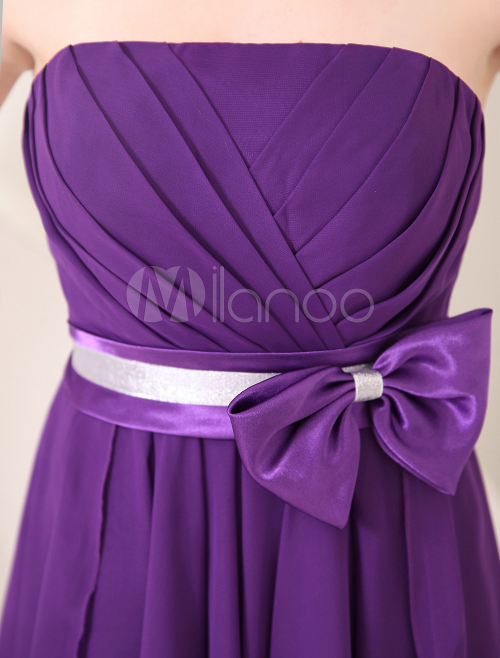 Fashion Deep Purple Aline Sash Chiffon Prom Dress